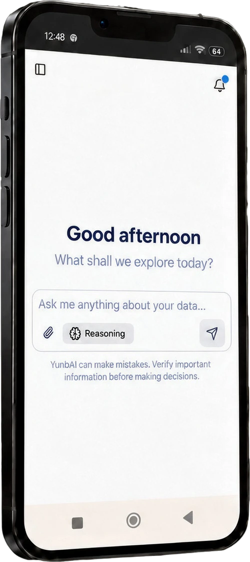 Phone showing the YunabAI chat assistant