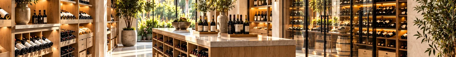 Wine cellar with bottles on wooden racks